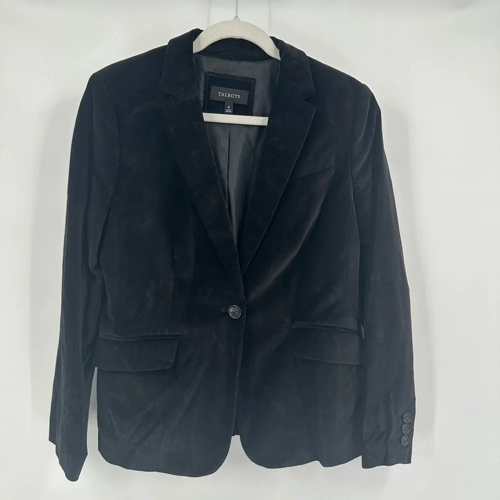 Talbots Womens Victorian Black Velvet Blazer Size 8 Jacket Size 8 Minimalist